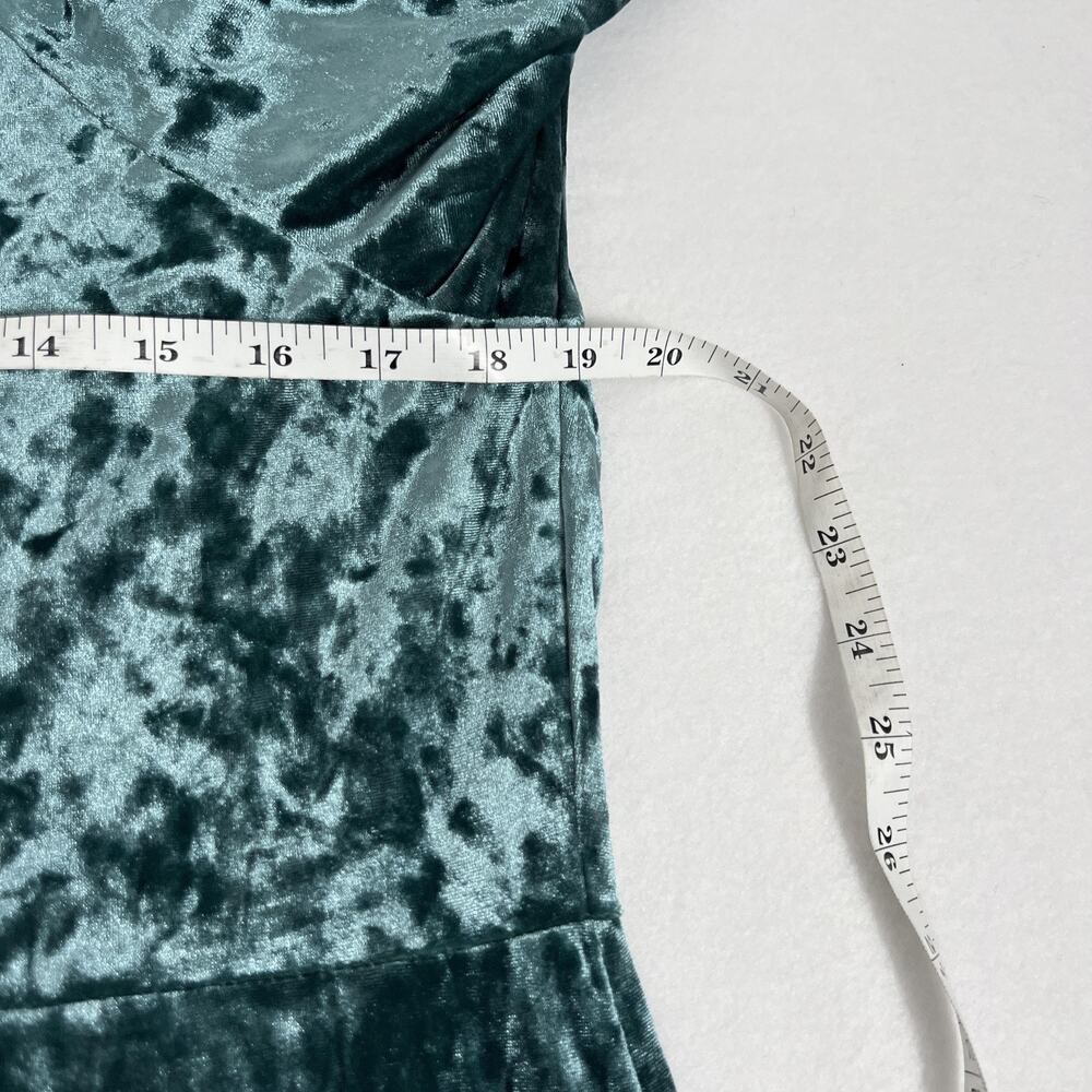 Ava & Viv Dress Womens 1X Green Crushed‎ Velvet Square Neck Balloon Sleeve Midi - Picture 11 of 13